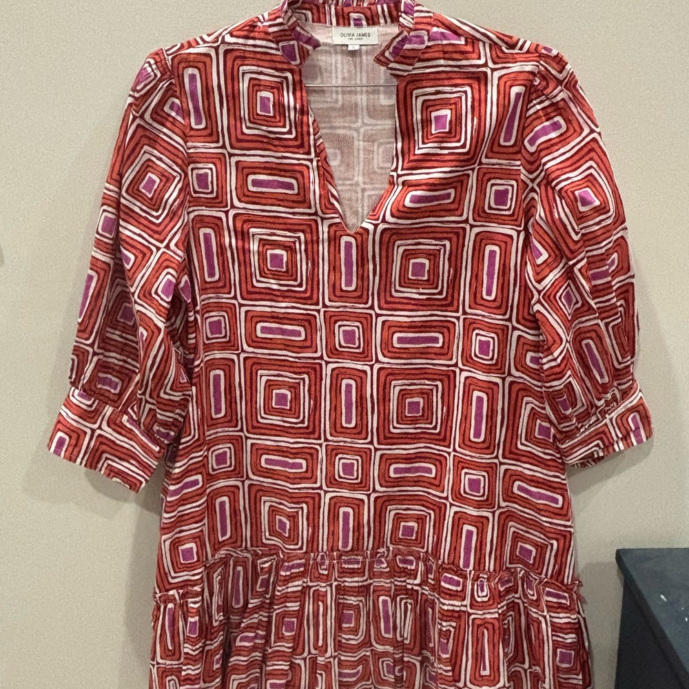 Olivia James Geometric Red and Purple Dress